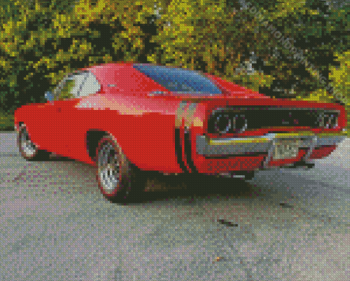 Red 1968 Dodge Charger Diamond Paintings