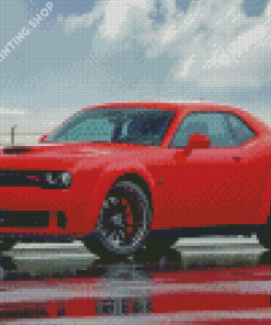 Red Dodge Challenger Scat Diamond Paintings