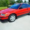 Red Honda CRX Car Diamond Paintings