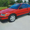 Red Honda CRX Car Diamond Paintings