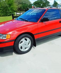 Red Honda CRX Car Diamond Paintings