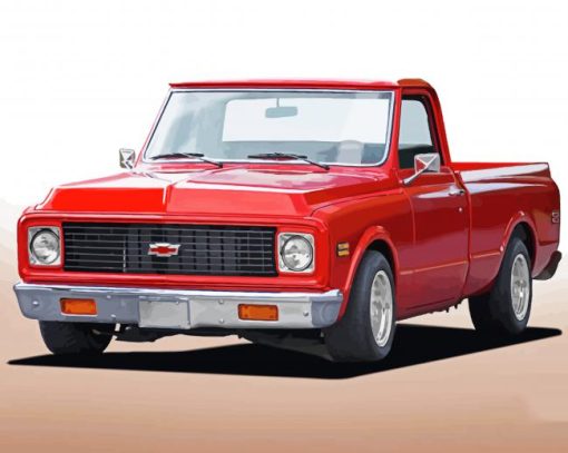 Red Chevy C10 Truck Diamond Paintings