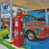 Rusty Old Gas Station Truck Diamond Paintings