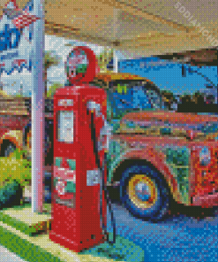 Rusty Old Gas Station Truck Diamond Paintings