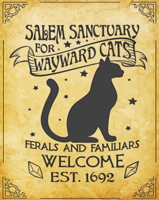 Salem Sanctuary For Wayward Cats Retro Poster Diamond Paintings