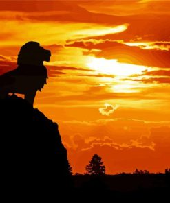 Silhouette Lion Sunset Diamond Paintings