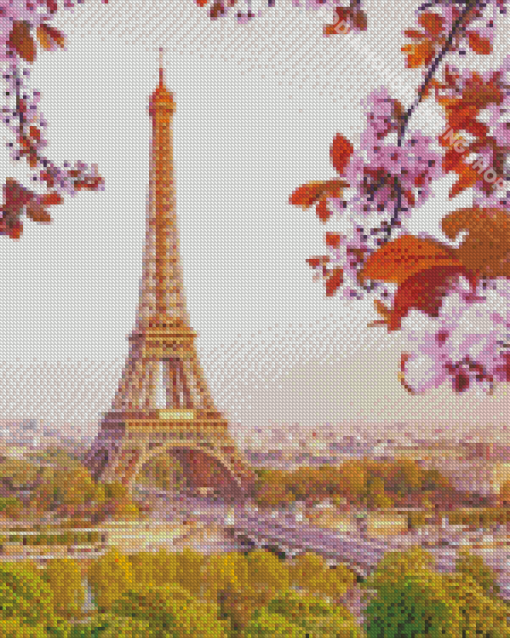 Springtime In Paris Eiffel Tower Diamond Paintings