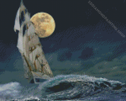 Stormy Sailing Ship Moon Diamond Paintings