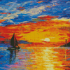 Sunset With Boat Art Diamond Paintings