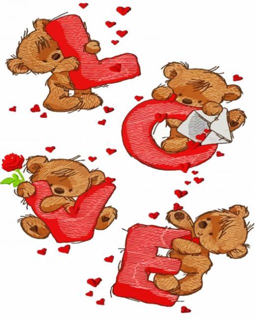 Teddy Bear Love Diamond Paintings