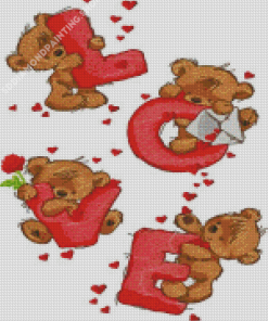 Teddy Bear Love Diamond Paintings