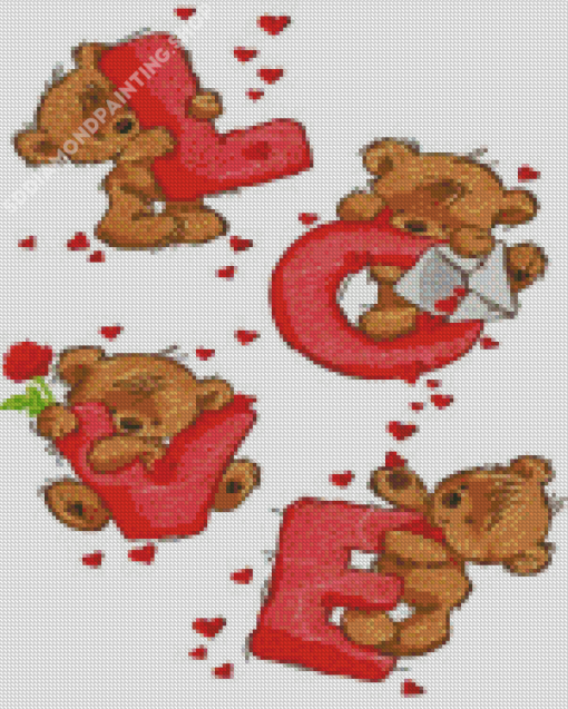 Teddy Bear Love Diamond Paintings