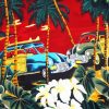 Vintage Palm Trees With Car Diamond Paintings