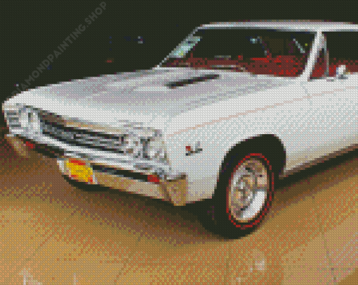 White 67 Chevelle Car Diamond Paintings