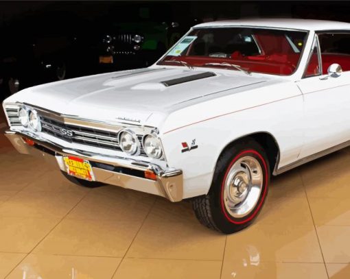 White 67 Chevelle Car Diamond Paintings