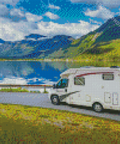 White Motorhome Diamond Paintings