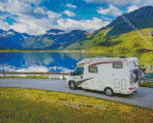 White Motorhome Diamond Paintings