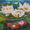 White Water Lilies With Koi Diamond Paintings