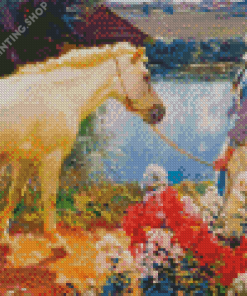 White Horse And Flowers Alfred Munnings Diamond Paintings