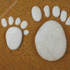 White Stones Footprints On Sand Diamond Paintings