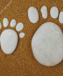 White Stones Footprints On Sand Diamond Paintings