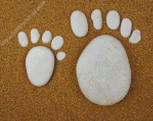 White Stones Footprints On Sand Diamond Paintings