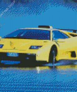 Yellow Lamborghini Diablo Diamond Paintings