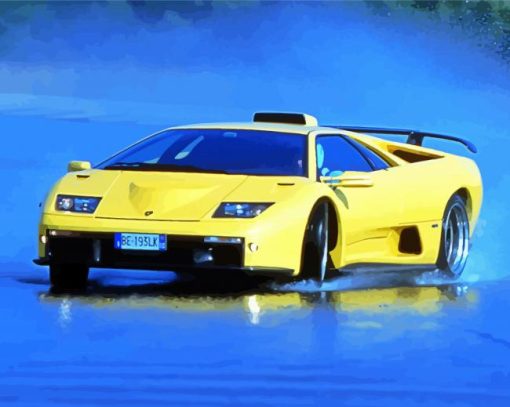 Yellow Lamborghini Diablo Diamond Paintings