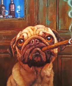 Baby Bulldog Smoking Cigar Diamond Painting