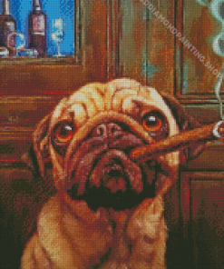 Baby Bulldog Smoking Cigar Diamond Painting