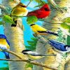 Birds On Birch Trees Diamond Paintings