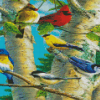 Birds On Birch Trees Diamond Paintings