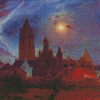 Bourg De Batz Church Under The Moon By Ferdinand Du Puigaudeau Diamond Painting