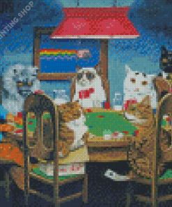 Cats Playing Poker Diamond Painting