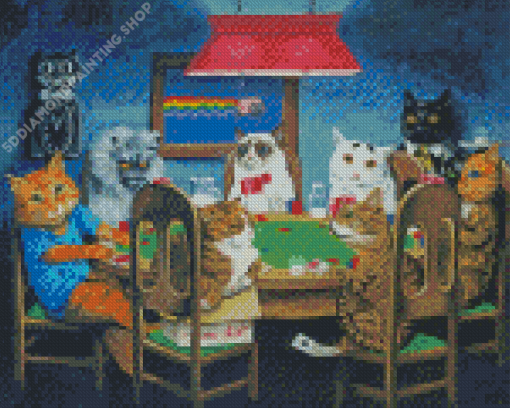 Cats Playing Poker Diamond Painting