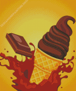 Chocolate Ice Cream Cone Diamond Painting