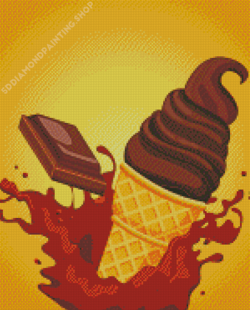 Chocolate Ice Cream Cone Diamond Painting