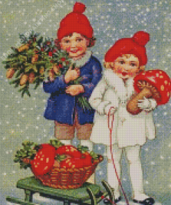 Christmas Vintage Children Diamond Paintings