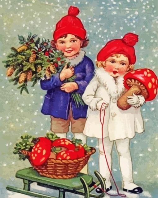 Christmas Vintage Children Diamond Paintings