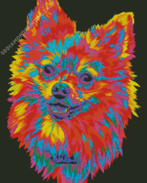 Colorful Pomeranian Head Diamond Painting