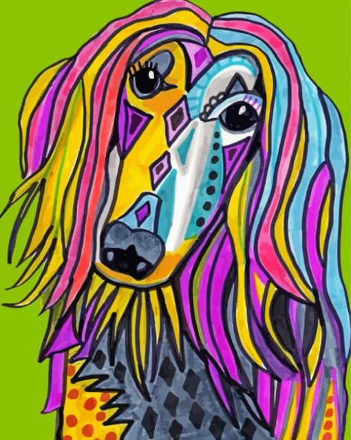 Colorful Afghan Hound Diamond Painting