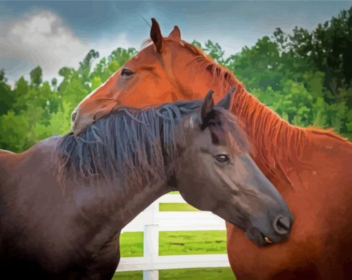 Couple Horses In Love Diamond Paintings