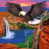 Eagle With Waterfall Diamond Painting