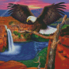 Eagle With Waterfall Diamond Painting