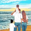 Family Beach Art Diamond Paintings