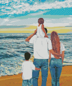 Family Beach Art Diamond Paintings