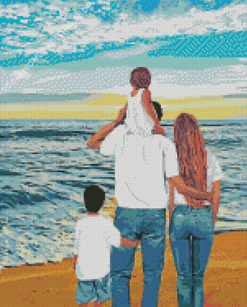 Family Beach Art Diamond Paintings