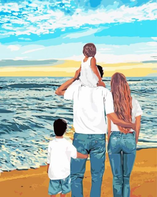 Family Beach Art Diamond Paintings