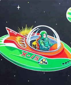 Flying Saucer In Space Diamond Paintings