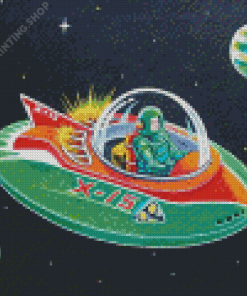 Flying Saucer In Space Diamond Paintings